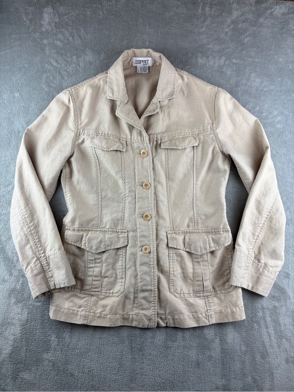 Vintage ESPRIT Linen Utility Safari Jacket SIZE 6